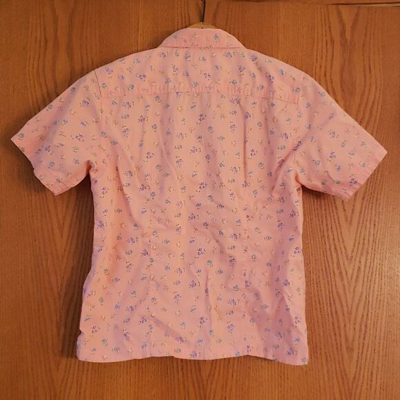 Cute Vintage Arizona Jean Co Pink Floral Button Down Top Sz L (14-16) - Picture 5 of 5